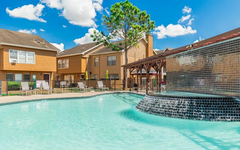 a pool in a backyard