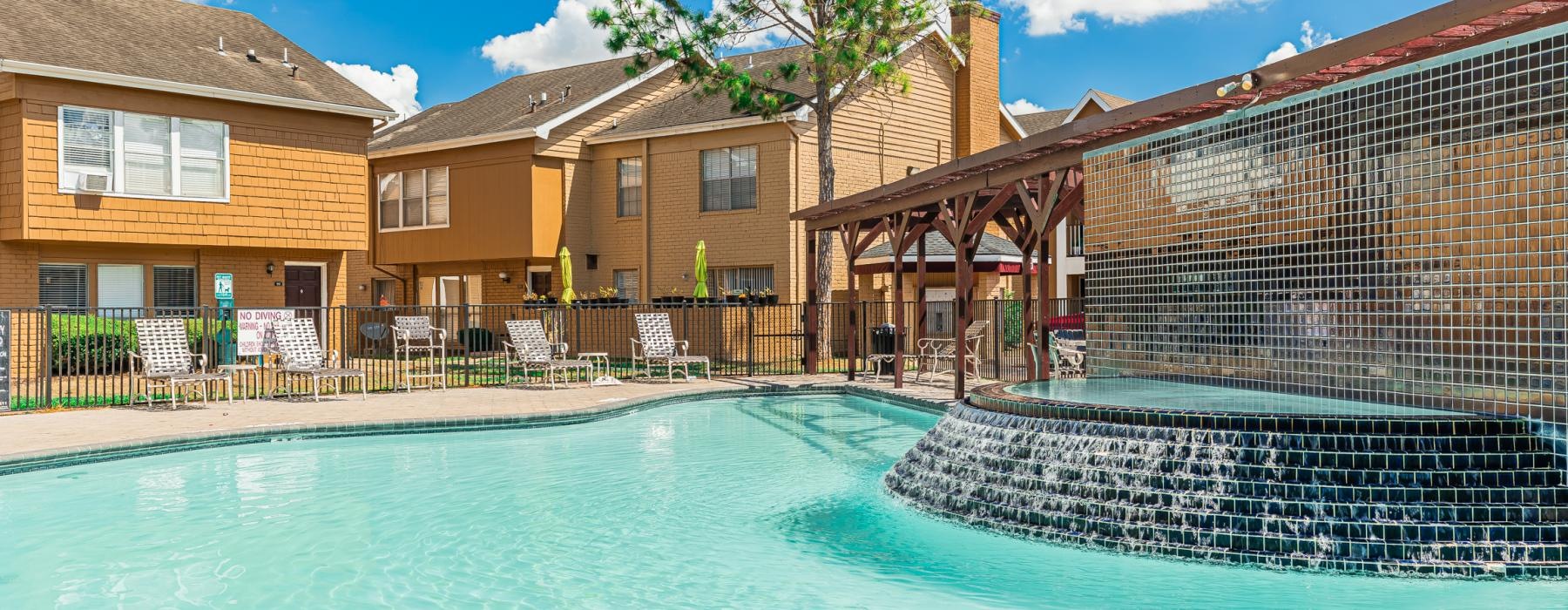 a pool in a backyard